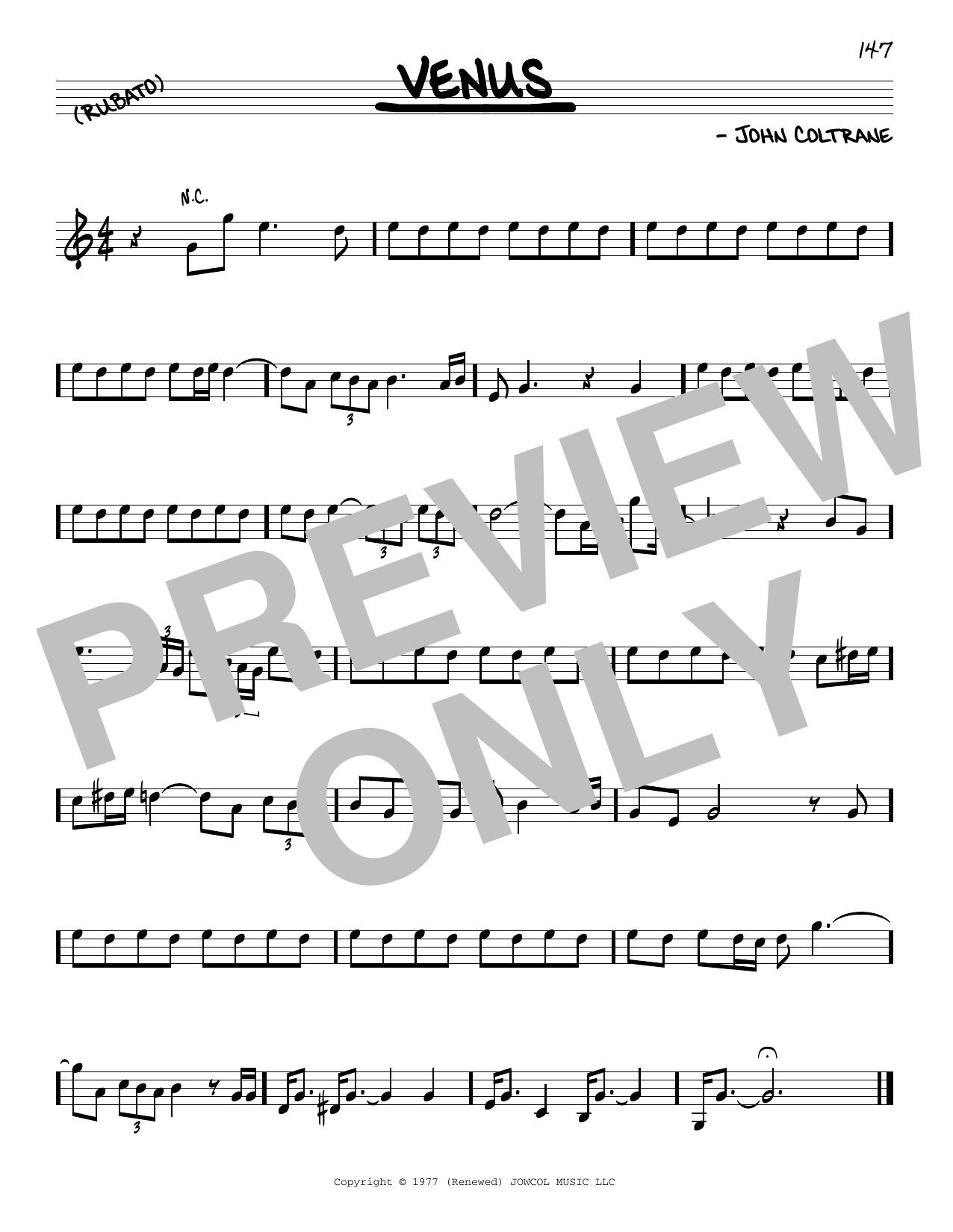 John Coltrane Venus Sheet Music Notes & Chords for Real Book – Melody & Chords - Download or Print PDF