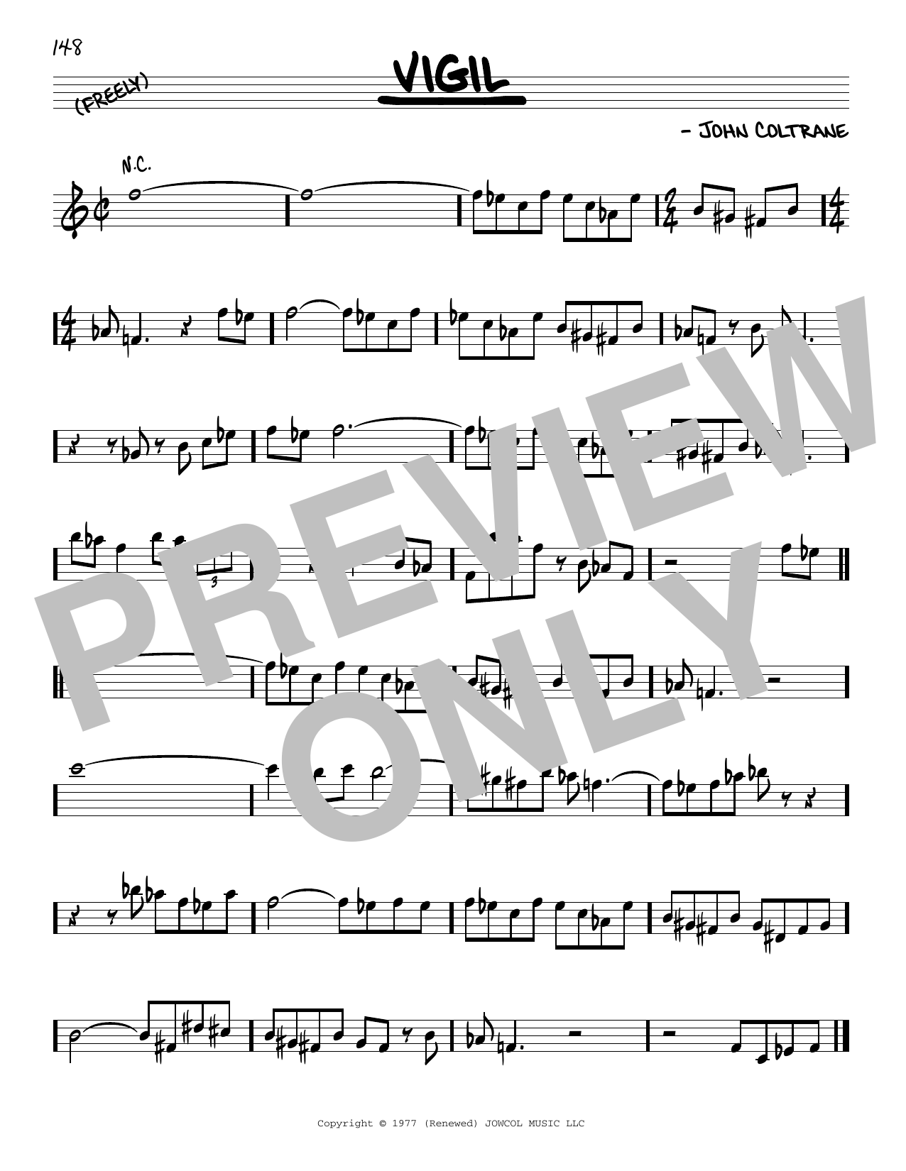 John Coltrane Vigil Sheet Music Notes & Chords for Real Book – Melody & Chords - Download or Print PDF
