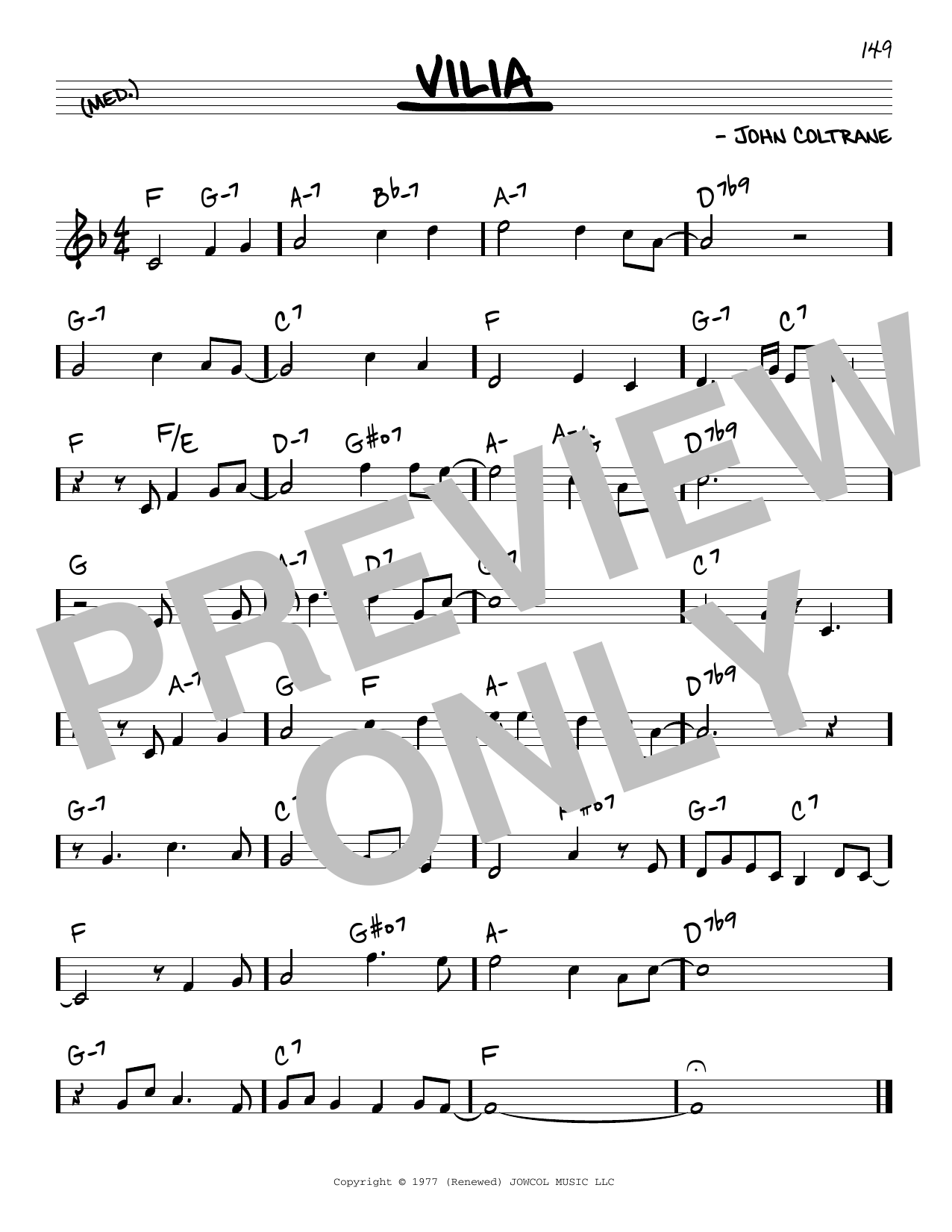 John Coltrane Vilia Sheet Music Notes & Chords for Real Book – Melody & Chords - Download or Print PDF