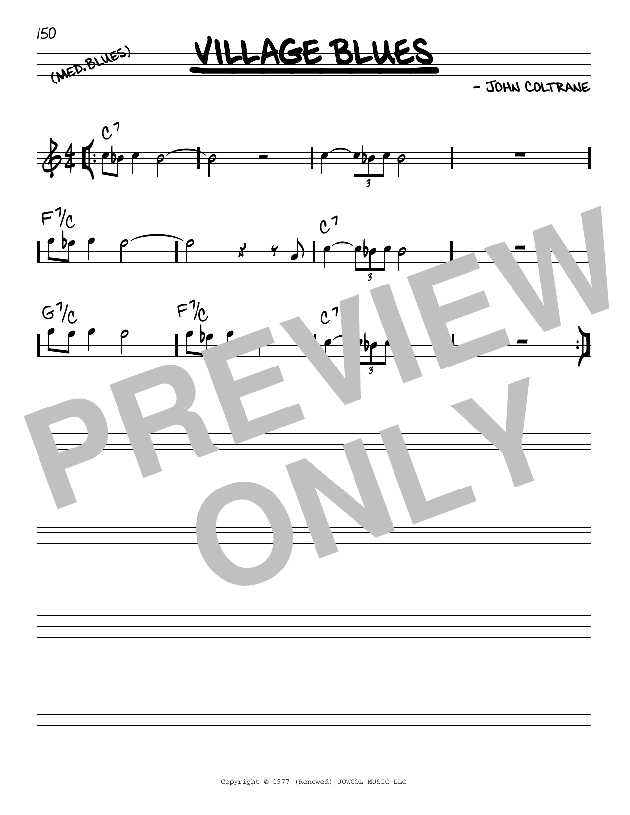 John Coltrane Village Blues Sheet Music Notes & Chords for Real Book – Melody & Chords - Download or Print PDF