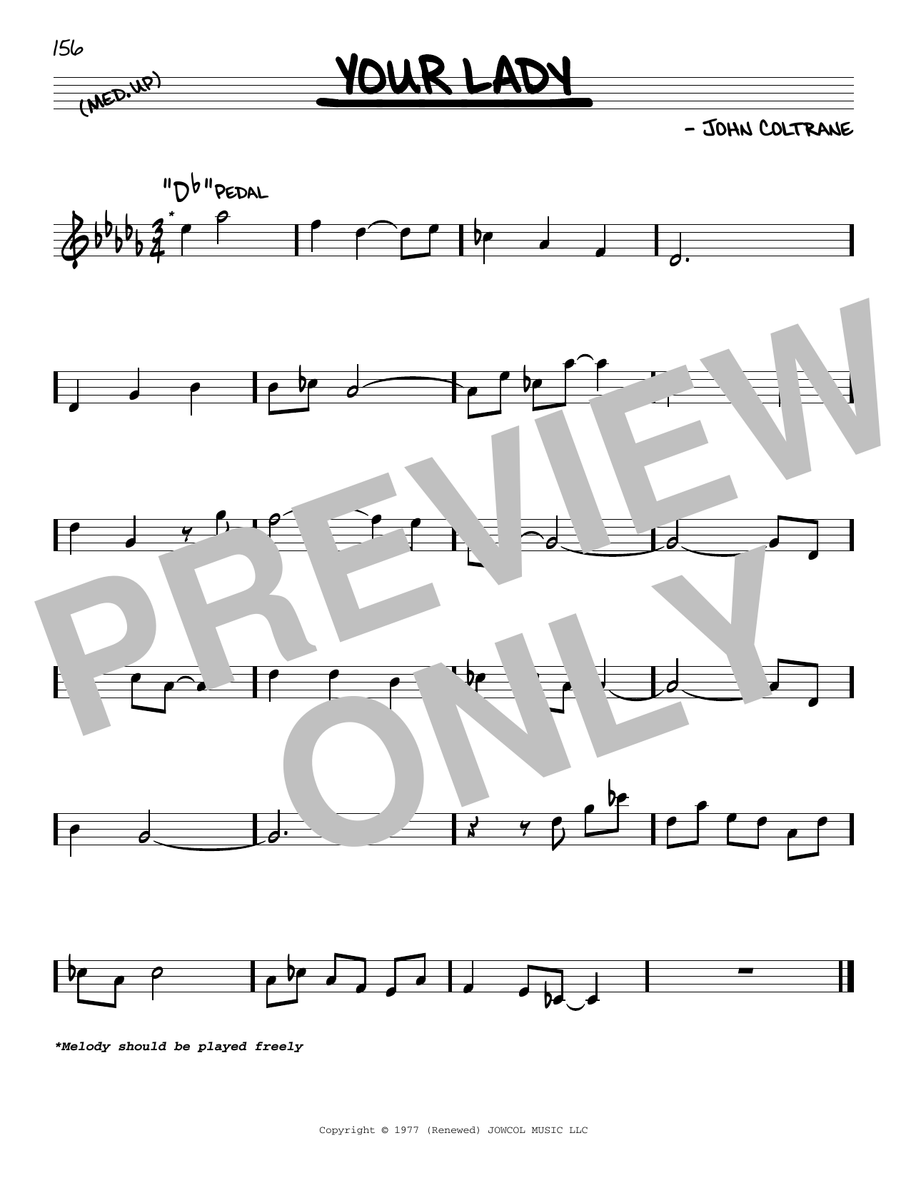 John Coltrane Your Lady Sheet Music Notes & Chords for Real Book – Melody & Chords - Download or Print PDF