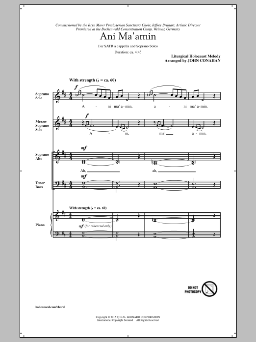 John Conahan Ani Ma'amin Sheet Music Notes & Chords for SATB - Download or Print PDF