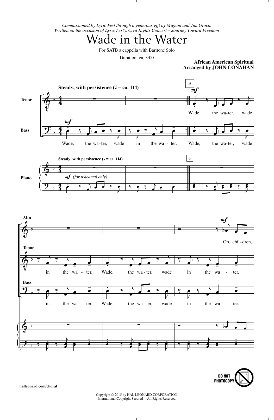 John Conahan Wade In The Water Sheet Music Notes & Chords for SATB - Download or Print PDF