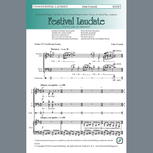 John Cornish, Festival Laudate, SATB Choir