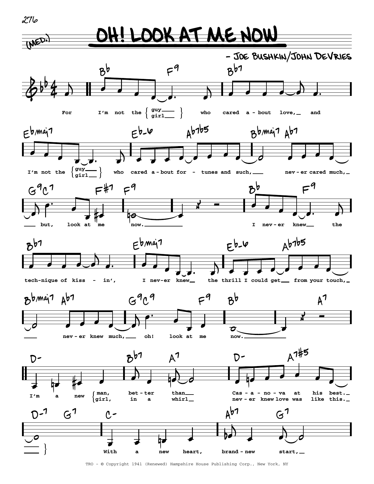 John De Vries Oh! Look At Me Now (Low Voice) Sheet Music Notes & Chords for Real Book – Melody, Lyrics & Chords - Download or Print PDF