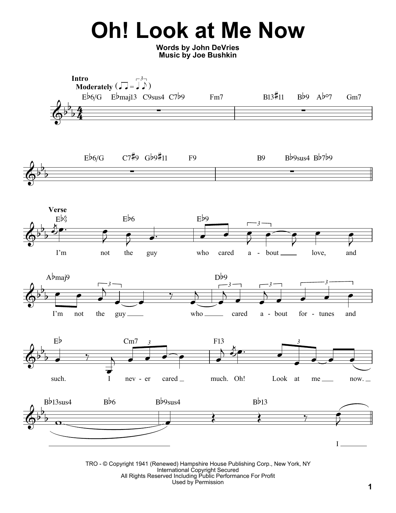 John De Vries Oh! Look At Me Now Sheet Music Notes & Chords for Voice - Download or Print PDF