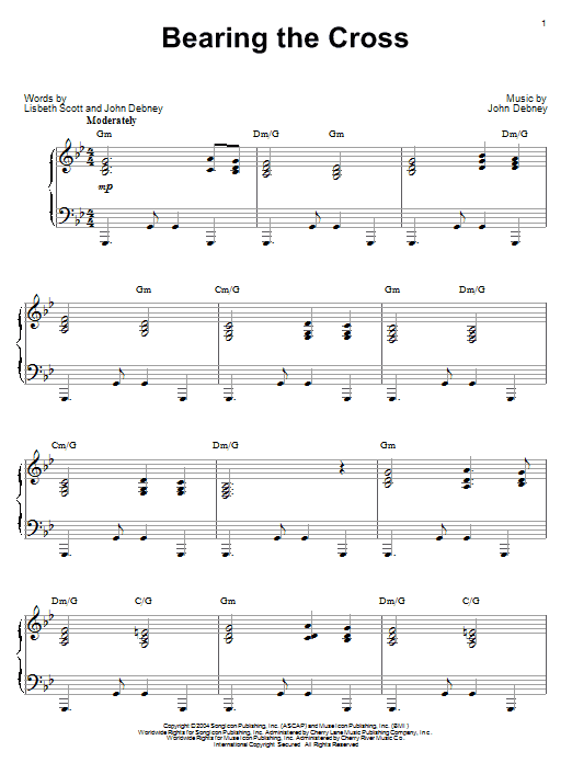 John Debney Bearing The Cross Sheet Music Notes & Chords for Piano - Download or Print PDF