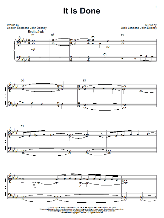John Debney It Is Done Sheet Music Notes & Chords for Piano - Download or Print PDF