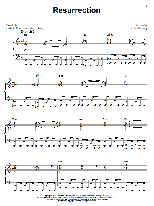 John Debney Resurrection Sheet Music Notes & Chords for Piano - Download or Print PDF