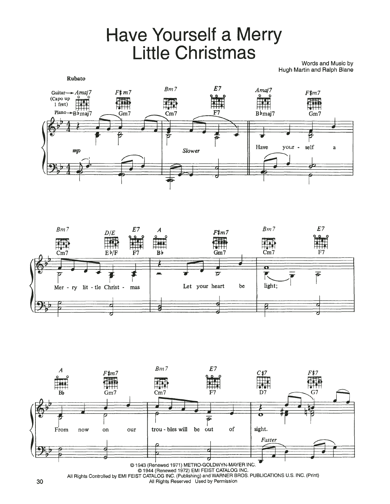 John Denver and The Muppets Have Yourself A Merry Little Christmas (from A Christmas Together) Sheet Music Notes & Chords for Piano, Vocal & Guitar (Right-Hand Melody) - Download or Print PDF