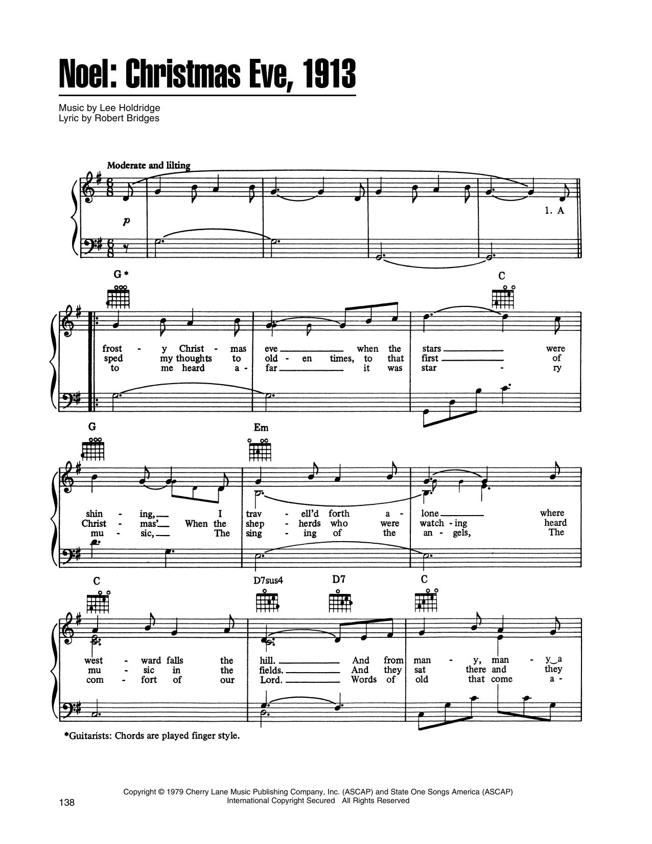 John Denver and The Muppets Noel: Christmas Eve, 1913 (from A Christmas Together) Sheet Music Notes & Chords for Piano, Vocal & Guitar (Right-Hand Melody) - Download or Print PDF