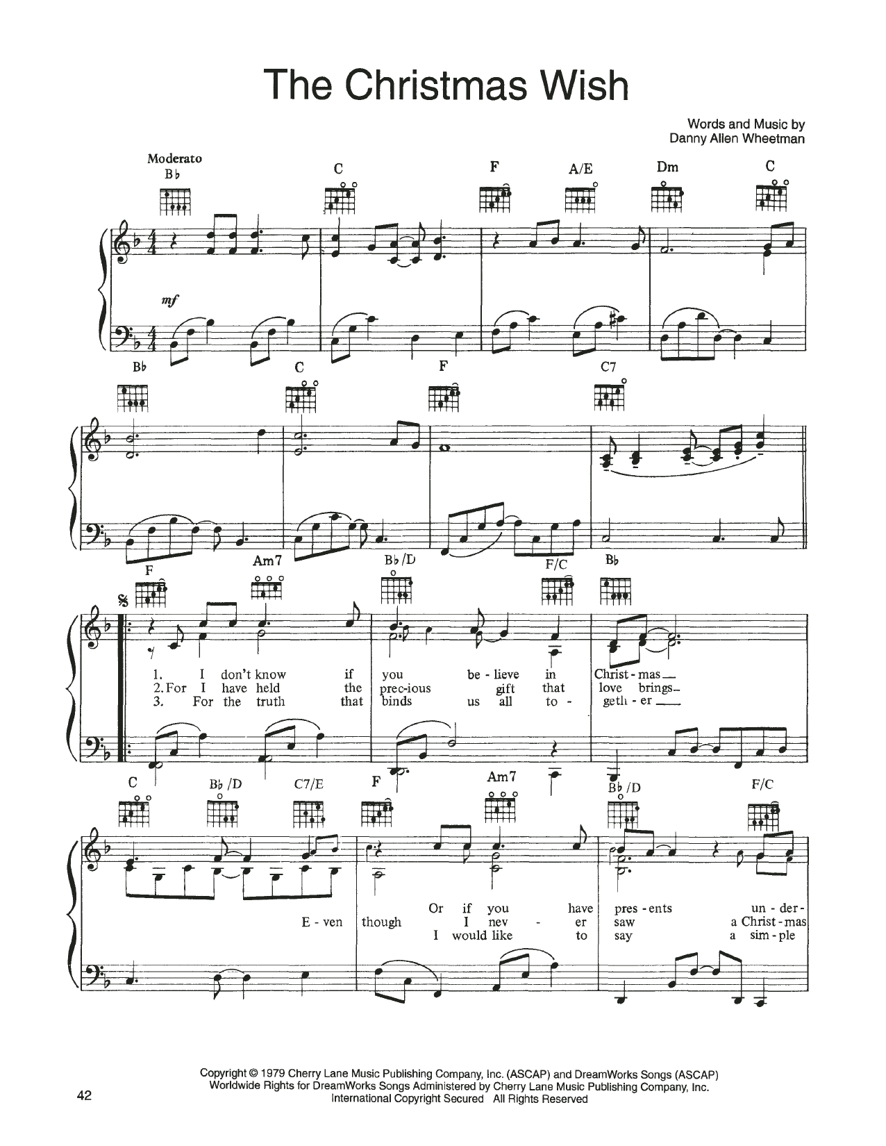 John Denver and The Muppets The Christmas Wish (from A Christmas Together) Sheet Music Notes & Chords for Piano, Vocal & Guitar (Right-Hand Melody) - Download or Print PDF