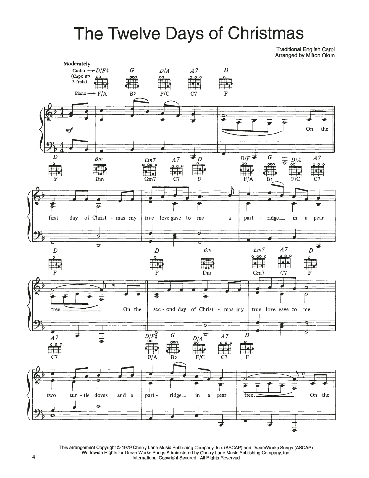 John Denver and The Muppets The Twelve Days Of Christmas (from A Christmas Together) Sheet Music Notes & Chords for Piano, Vocal & Guitar (Right-Hand Melody) - Download or Print PDF