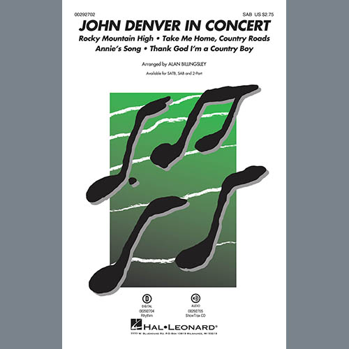 John Denver, John Denver In Concert (arr. Alan Billingsley), SAB Choir
