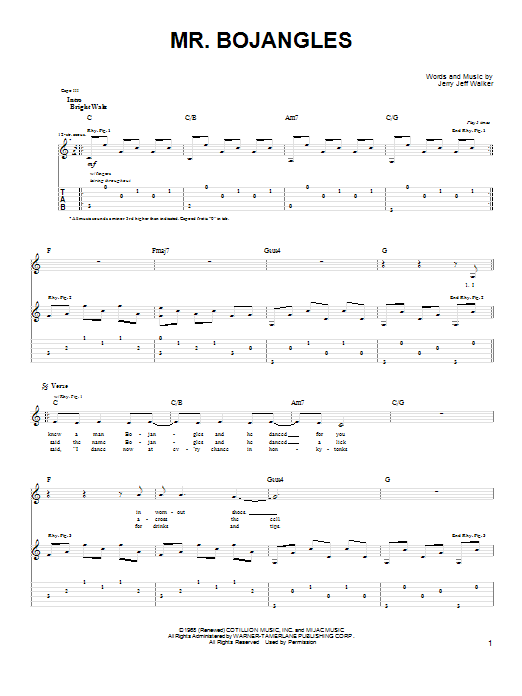 John Denver Mr. Bojangles Sheet Music Notes & Chords for Guitar Tab - Download or Print PDF