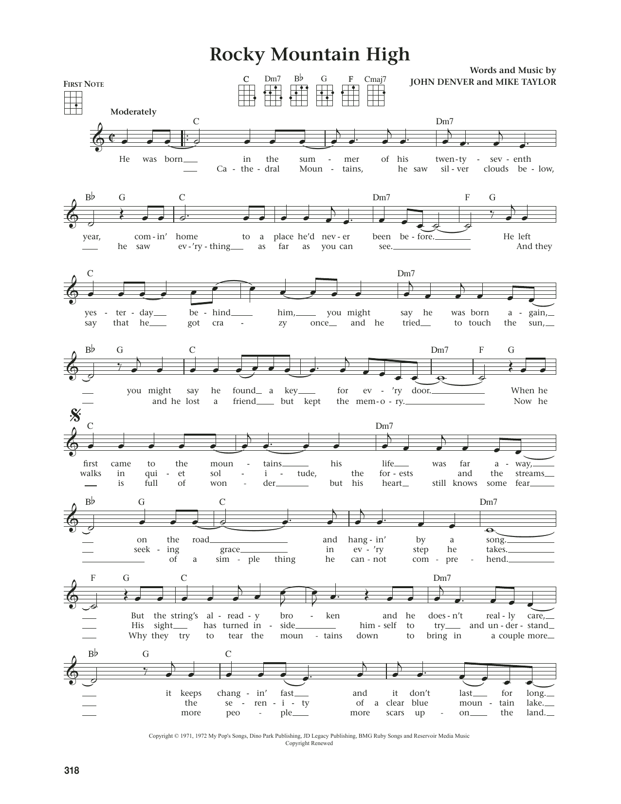 John Denver Rocky Mountain High (from The Daily Ukulele) (arr. Jim Beloff) Sheet Music Notes & Chords for Ukulele - Download or Print PDF