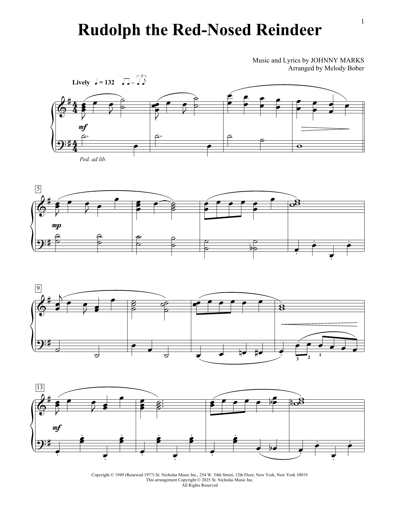 John Denver Rudolph The Red-Nosed Reindeer Sheet Music Notes & Chords for Educational Piano - Download or Print PDF