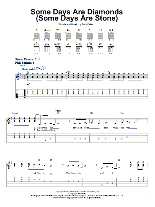 John Denver Some Days Are Diamonds (Some Days Are Stone) sheet music notes and chords. Download Printable PDF.