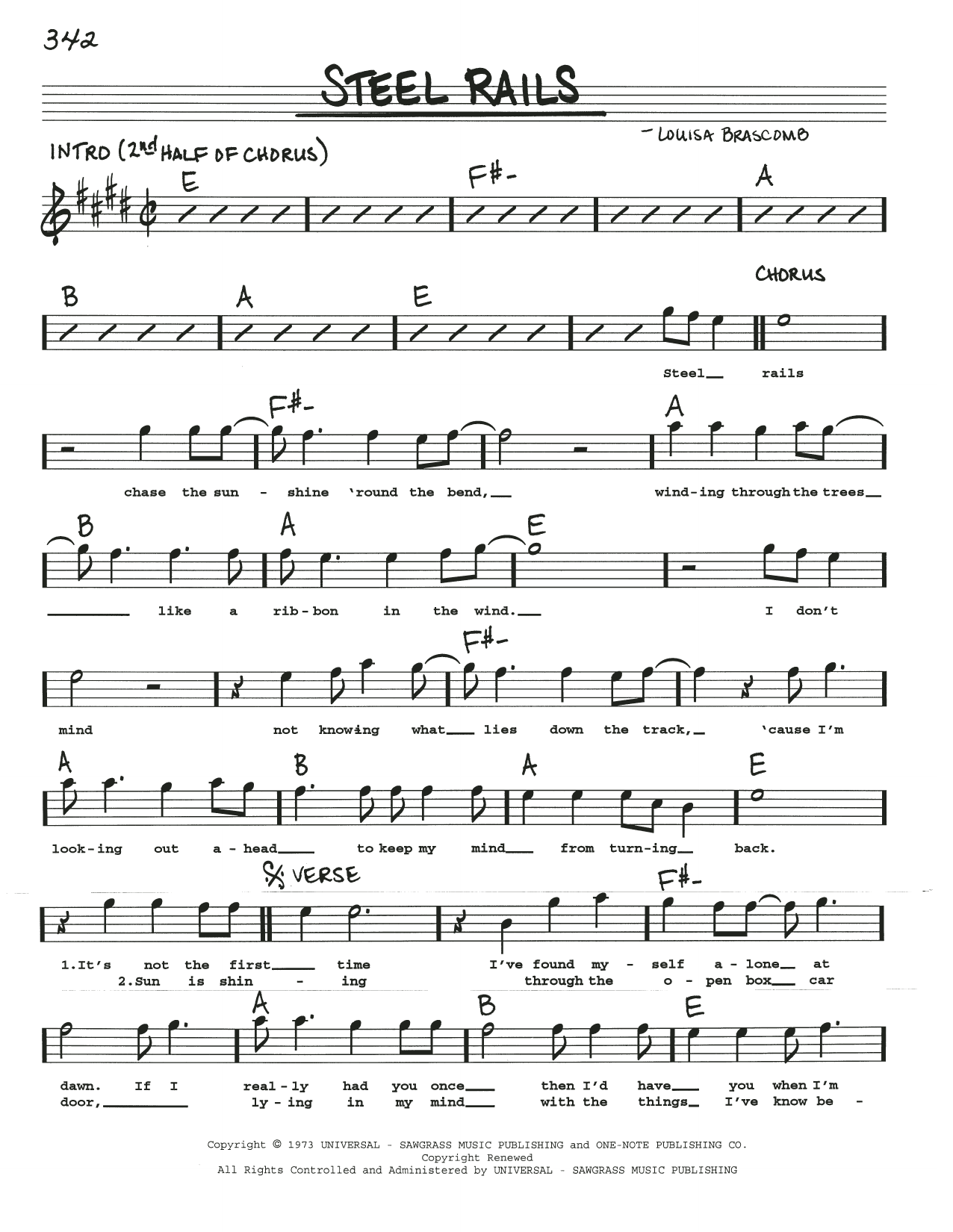 John Denver Steel Rails Sheet Music Notes & Chords for Real Book – Melody, Lyrics & Chords - Download or Print PDF
