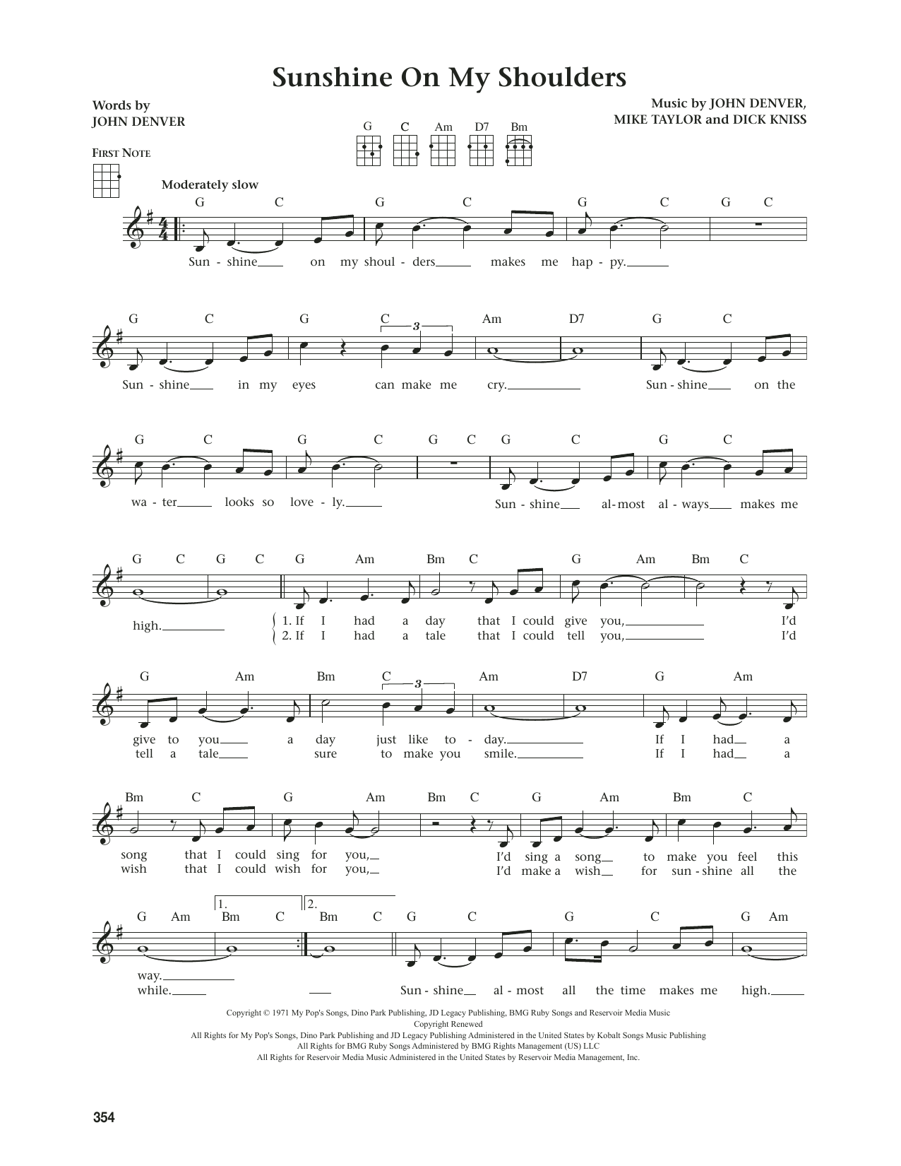 John Denver Sunshine On My Shoulders (from The Daily Ukulele) (arr. Jim Beloff) Sheet Music Notes & Chords for Ukulele - Download or Print PDF