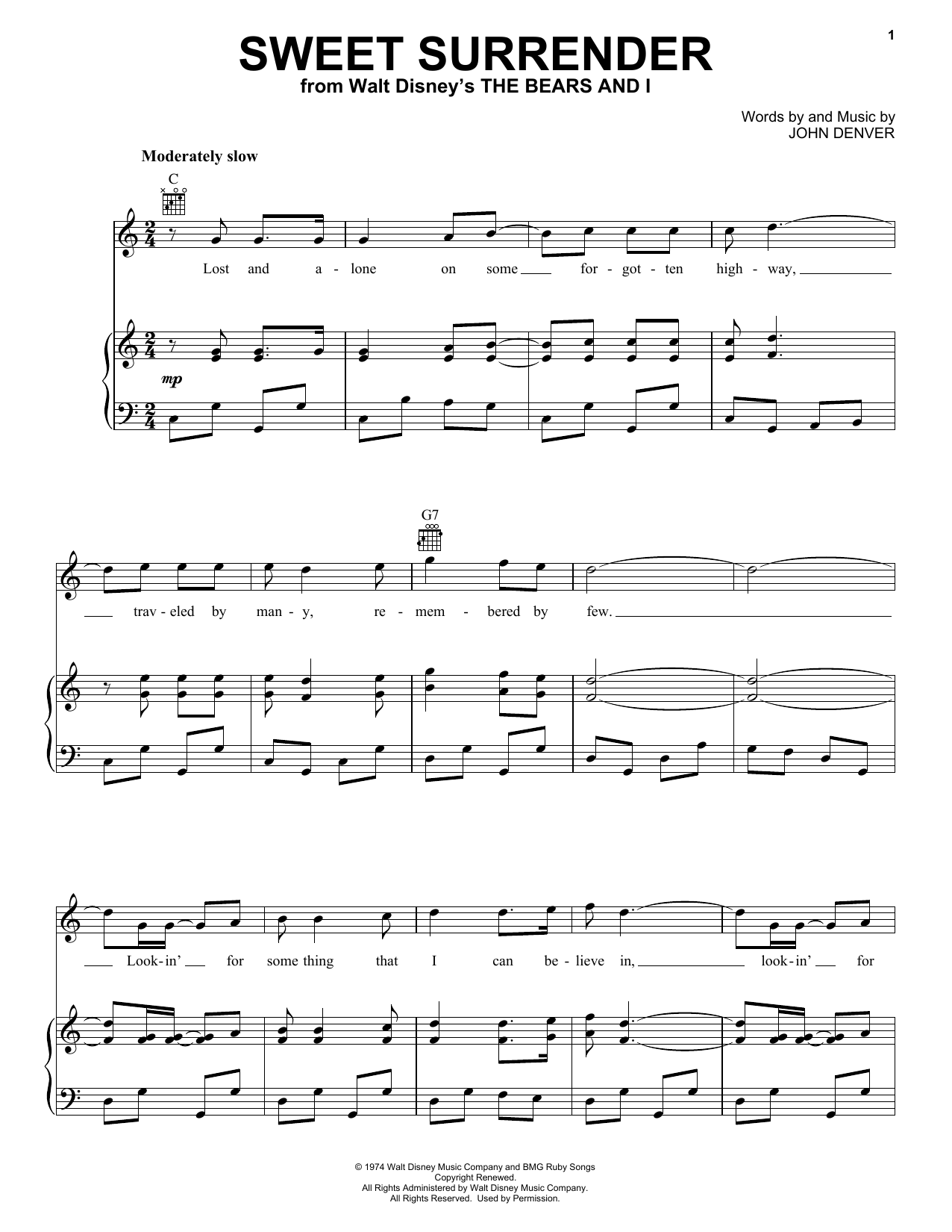 John Denver Sweet Surrender Sheet Music Notes & Chords for French Horn - Download or Print PDF