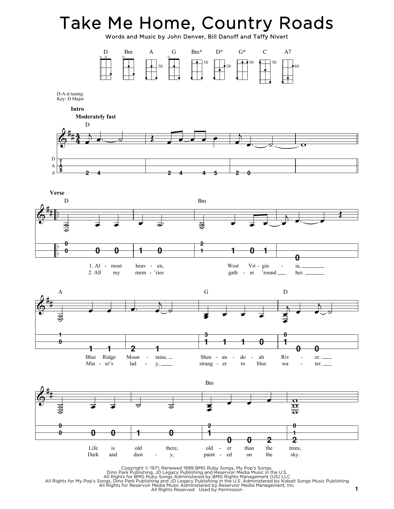 John Denver Take Me Home, Country Roads (arr. Steven B. Eulberg) Sheet Music Notes & Chords for Dulcimer - Download or Print PDF