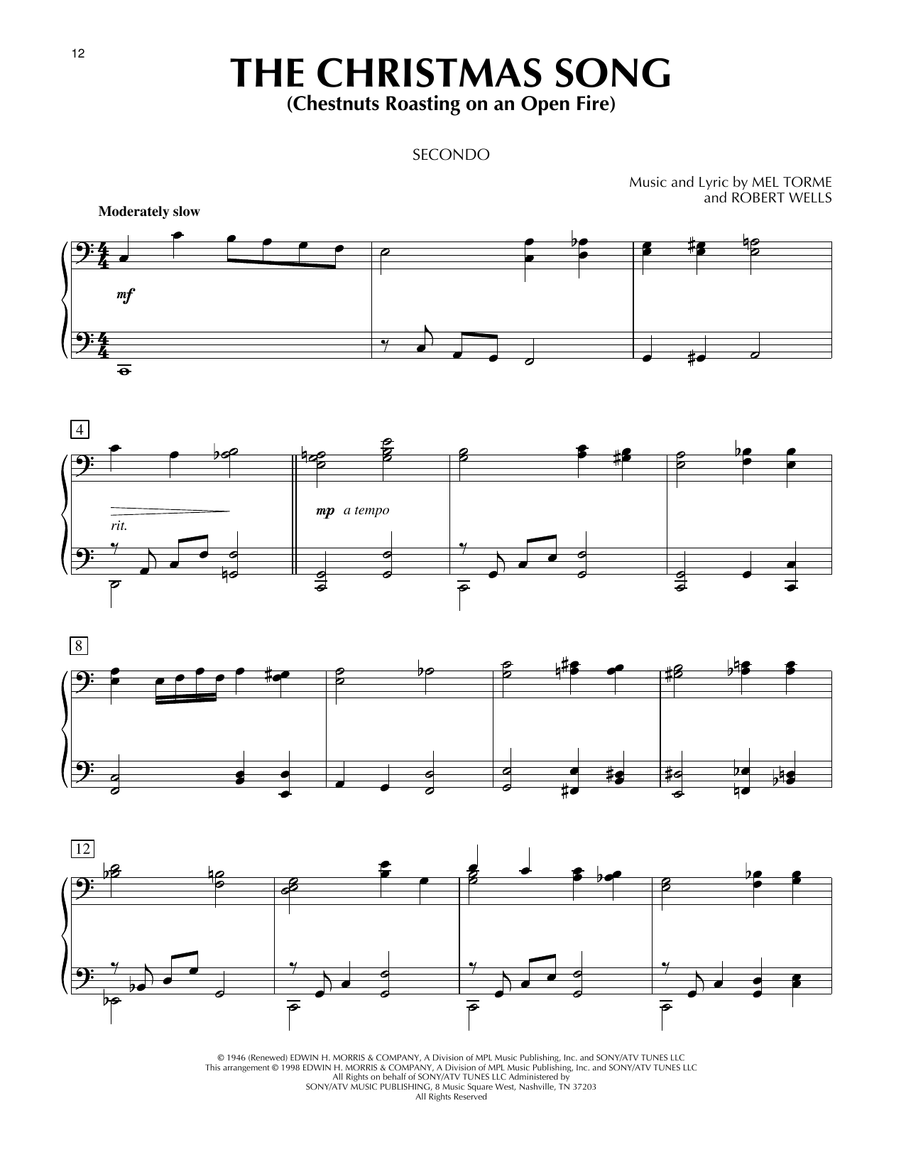 John Denver The Christmas Song (Chestnuts Roasting On An Open Fire) Sheet Music Notes & Chords for Piano Duet - Download or Print PDF