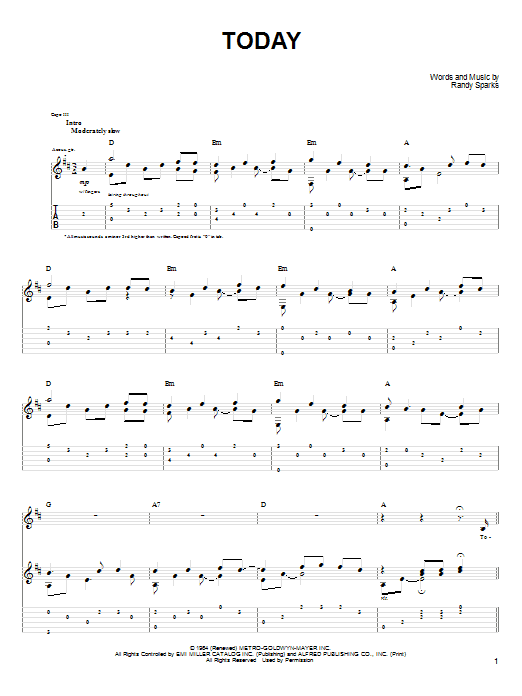 John Denver Today Sheet Music Notes & Chords for Guitar Tab - Download or Print PDF