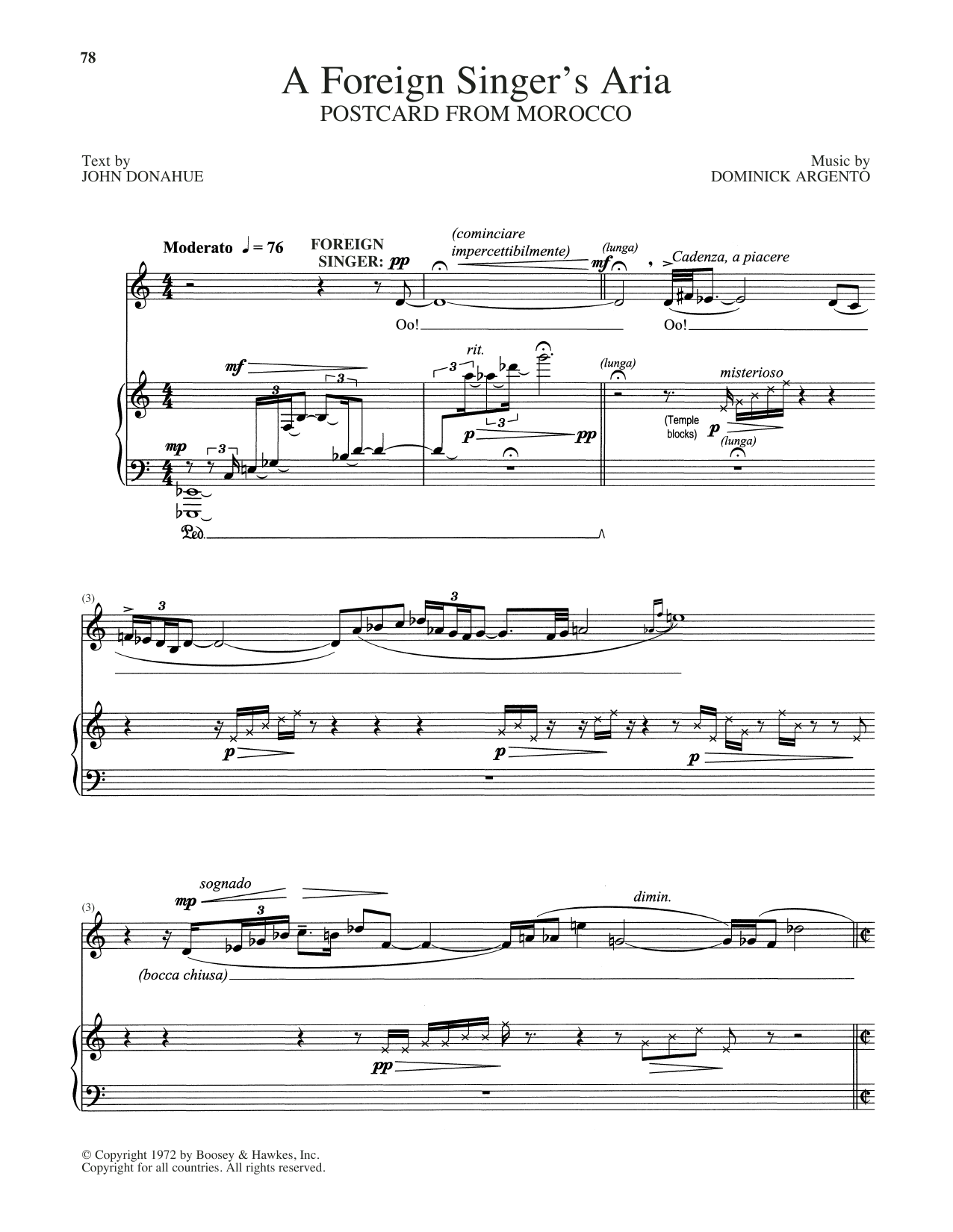 John Donahue A Foreign Singer's Aria Sheet Music Notes & Chords for Piano & Vocal - Download or Print PDF