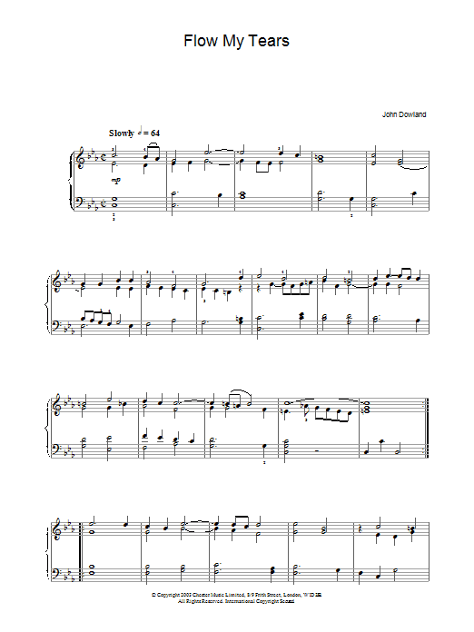 John Dowland Flow My Tears Sheet Music Notes & Chords for Piano - Download or Print PDF