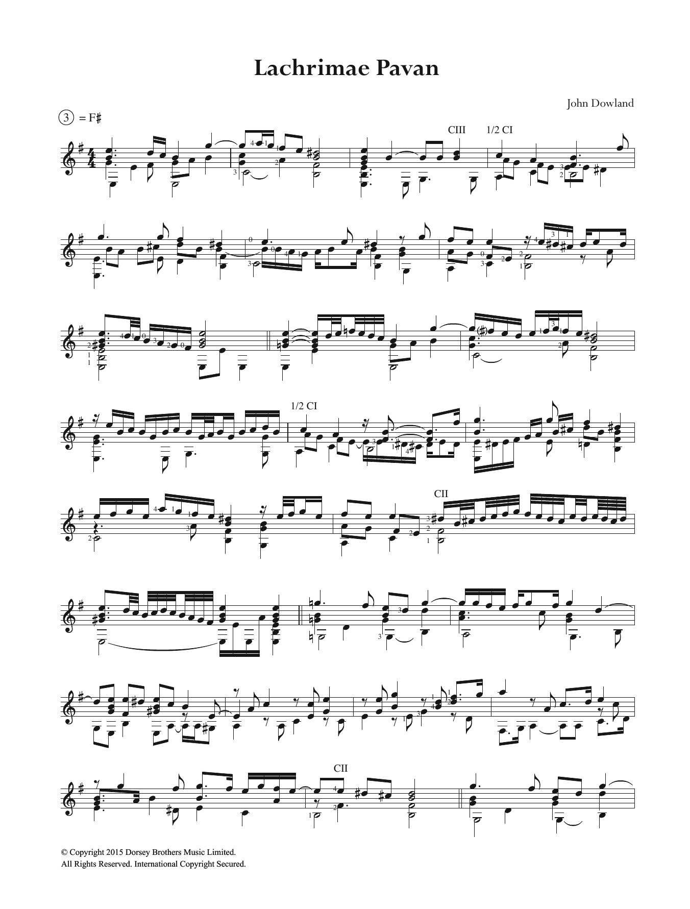 John Dowland Lachrimae Pavan Sheet Music Notes & Chords for Guitar - Download or Print PDF
