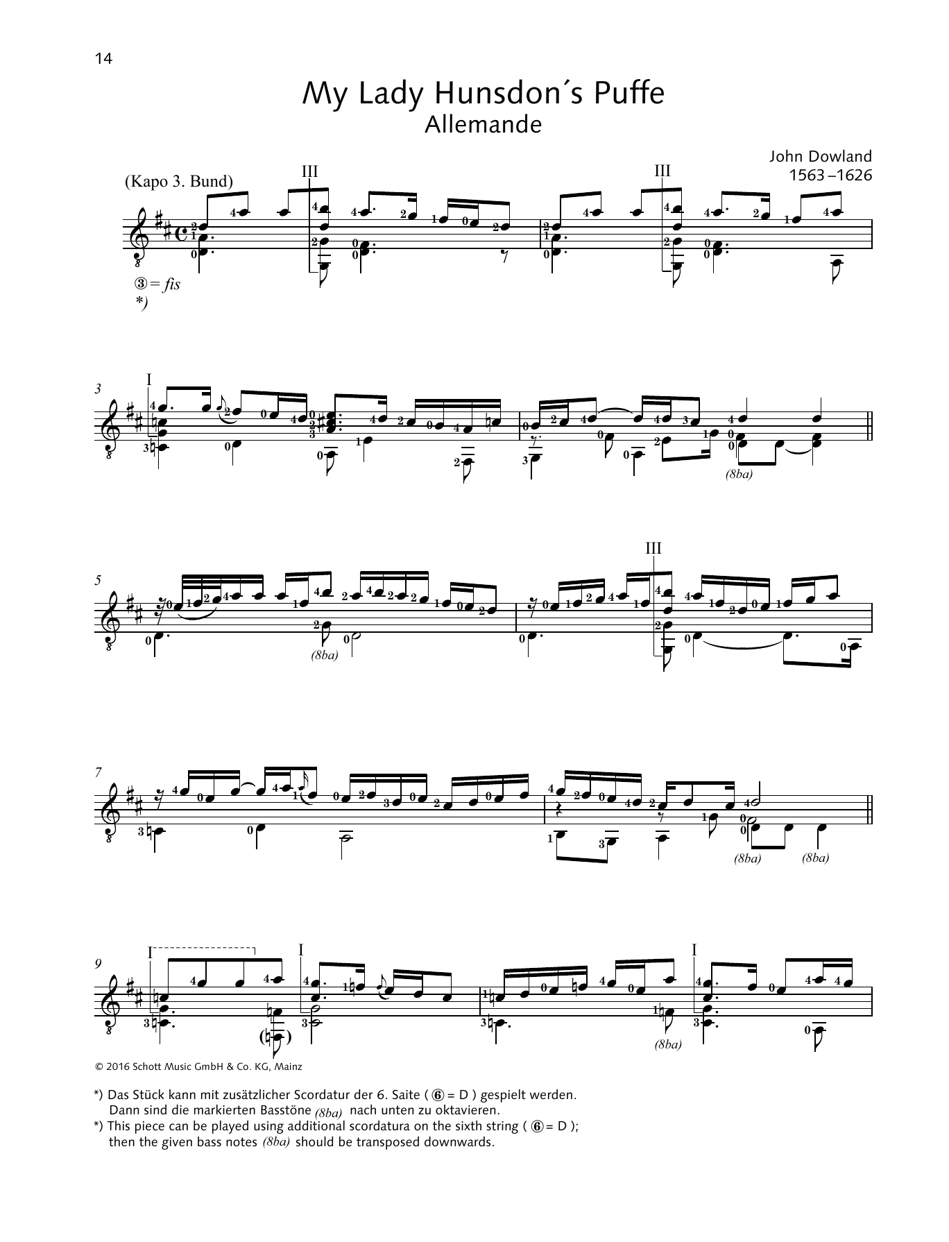 John Dowland My Lady Hunsdon´s Puffe Sheet Music Notes & Chords for Solo Guitar - Download or Print PDF