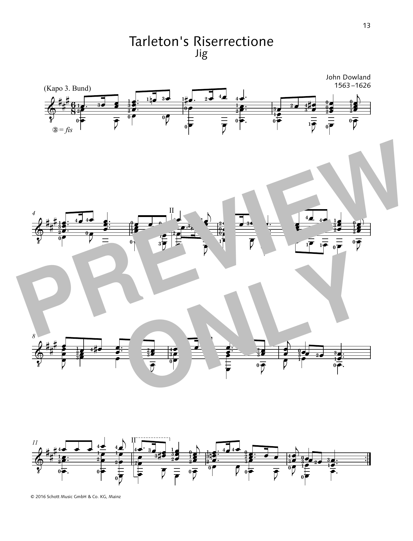 John Dowland Tarleton's Riserrectione Sheet Music Notes & Chords for Solo Guitar - Download or Print PDF