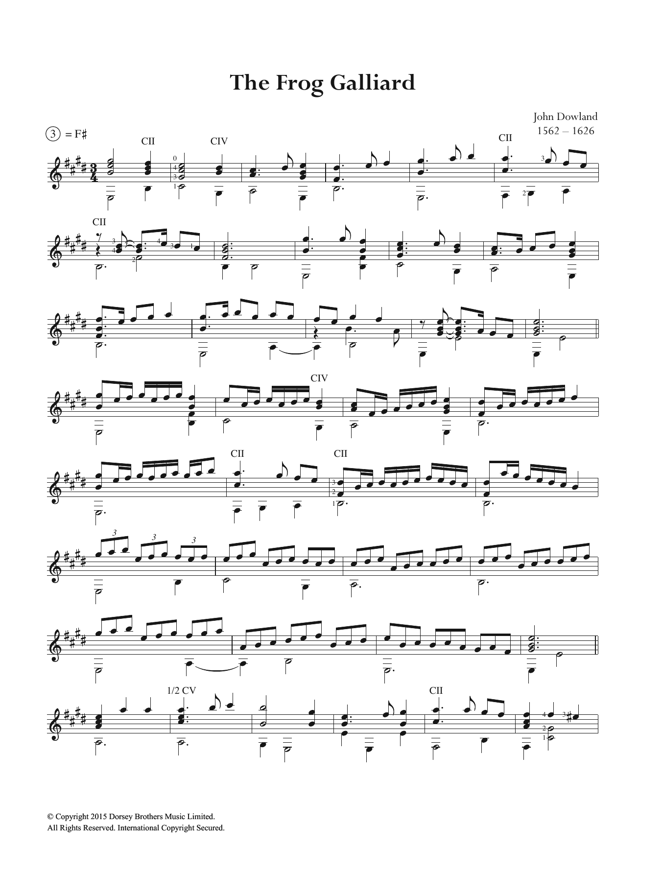 John Dowland The Frog Galliard sheet music notes and chords. Download Printable PDF.