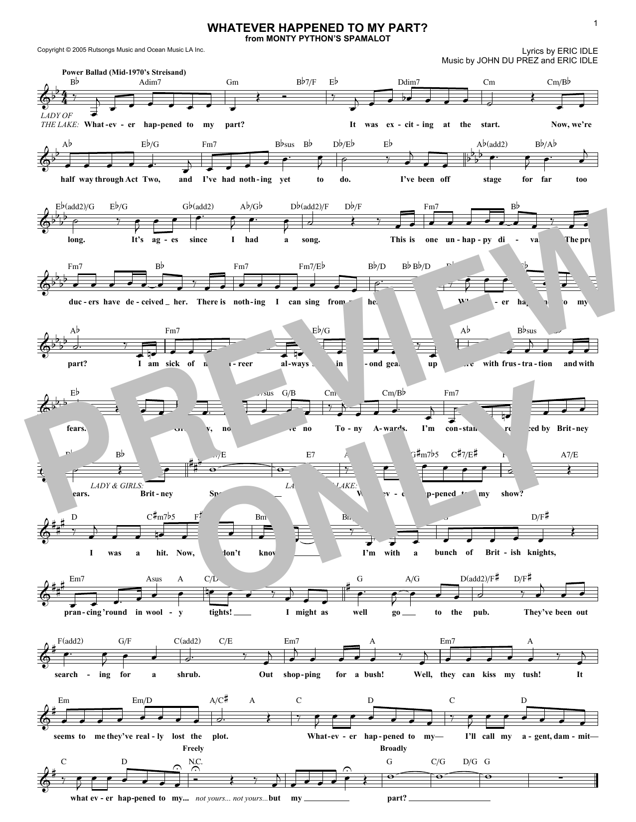 John Du Prez Whatever Happened To My Part? Sheet Music Notes & Chords for Melody Line, Lyrics & Chords - Download or Print PDF