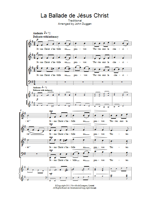 John Duggan La Ballade De Jesus Christ Sheet Music Notes & Chords for SATB Choir - Download or Print PDF