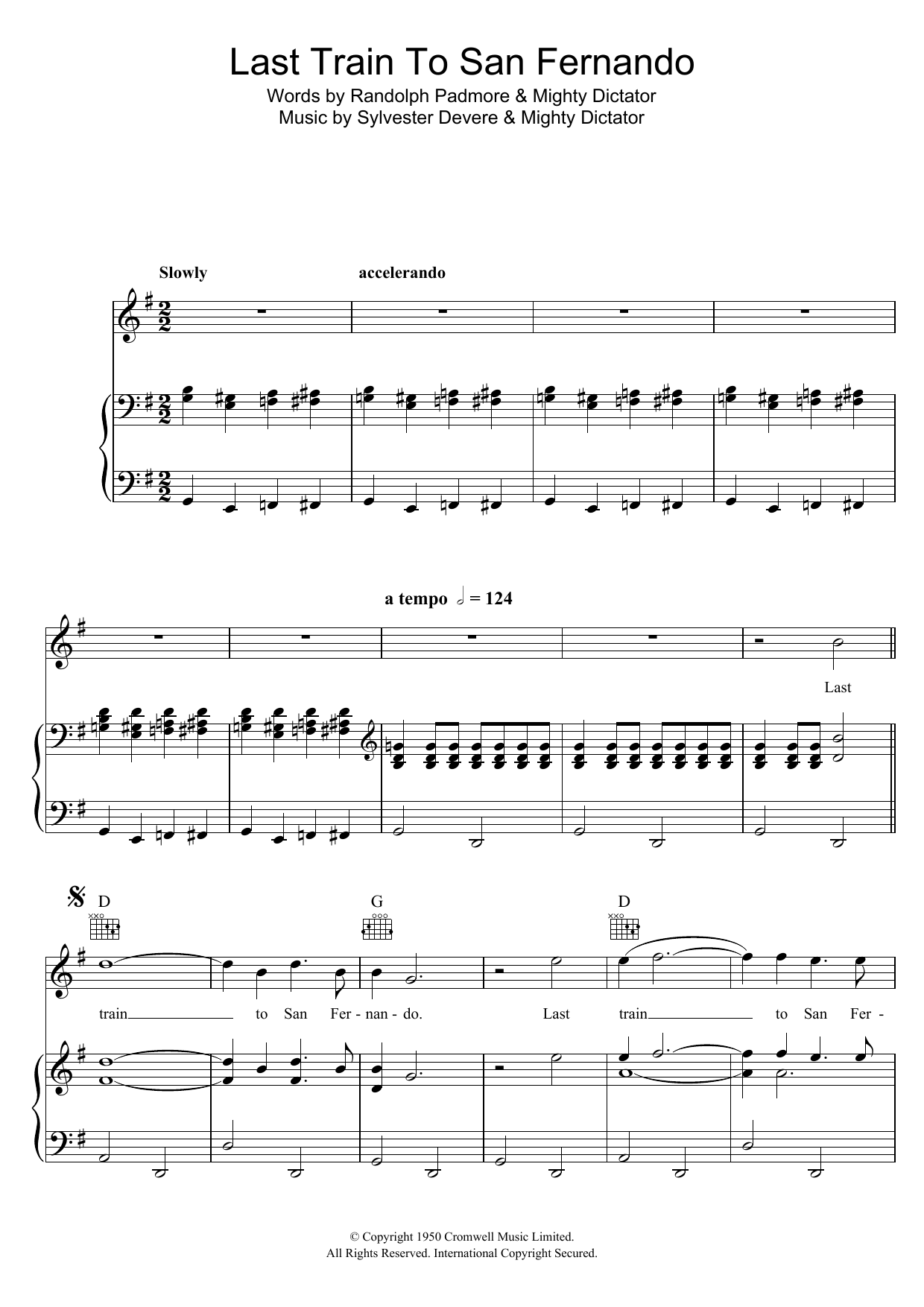 John Duncan Last Train To San Fernando Sheet Music Notes & Chords for Piano, Vocal & Guitar - Download or Print PDF