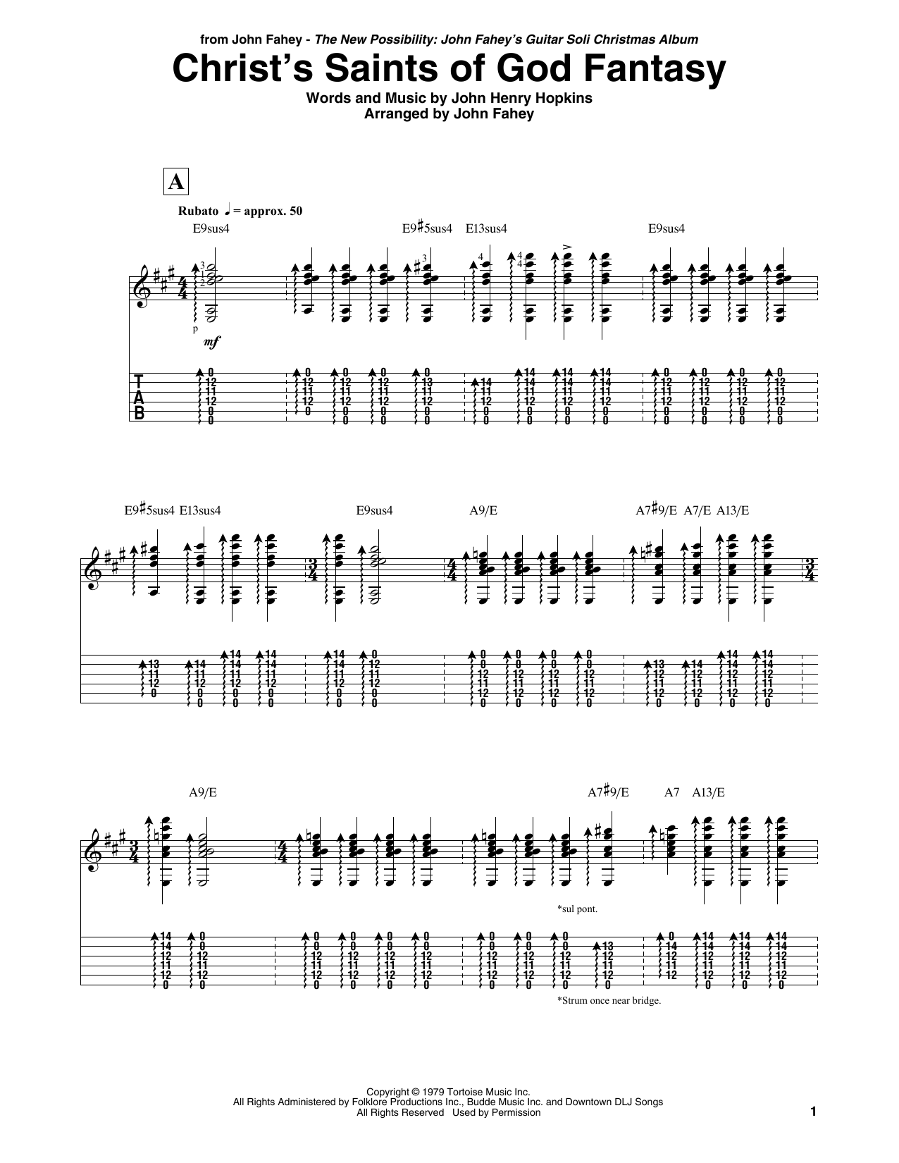 John Fahey Christ's Saints Of God Fantasy Sheet Music Notes & Chords for Guitar Tab - Download or Print PDF