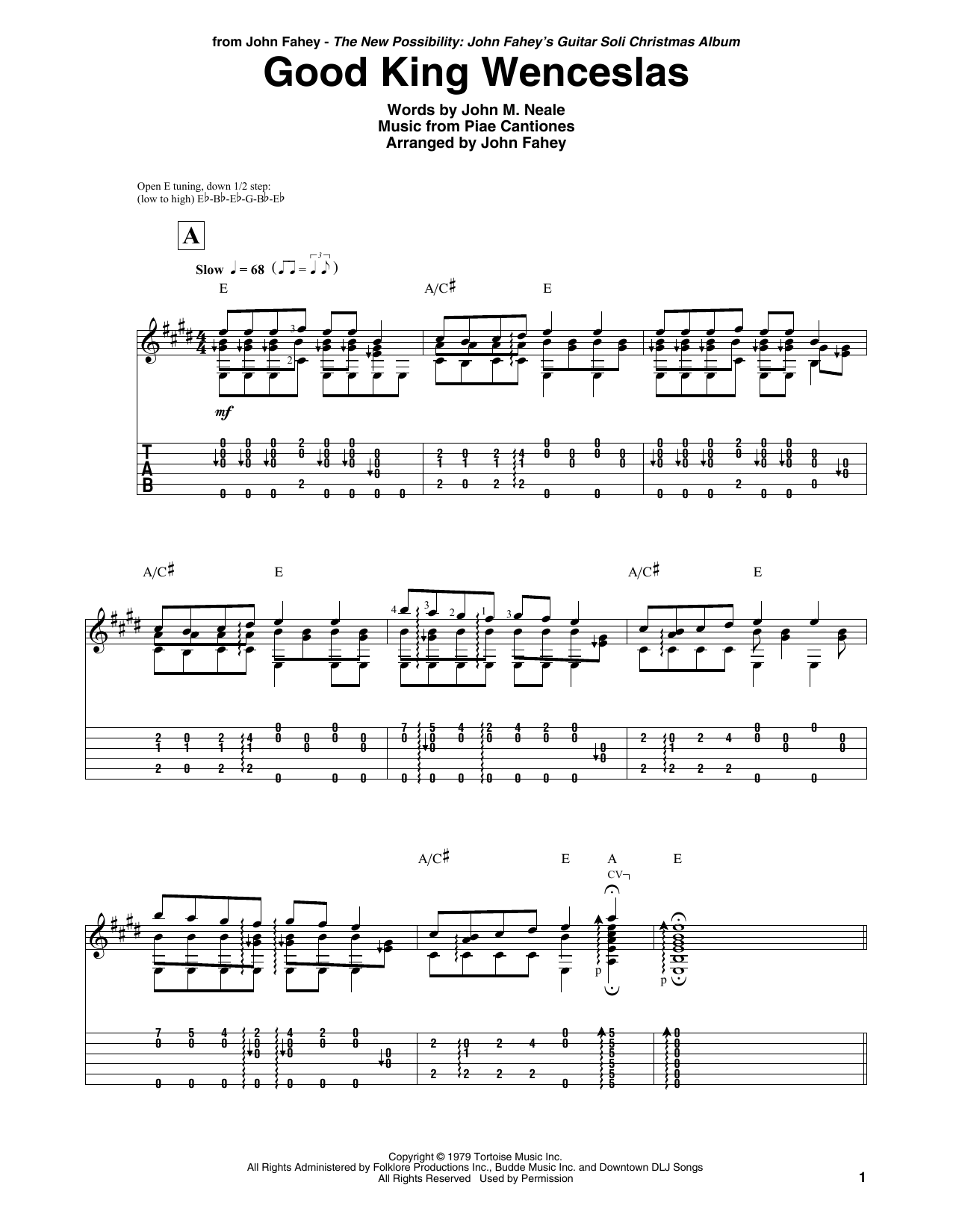 John Fahey Good King Wenceslas Sheet Music Notes & Chords for Guitar Tab - Download or Print PDF
