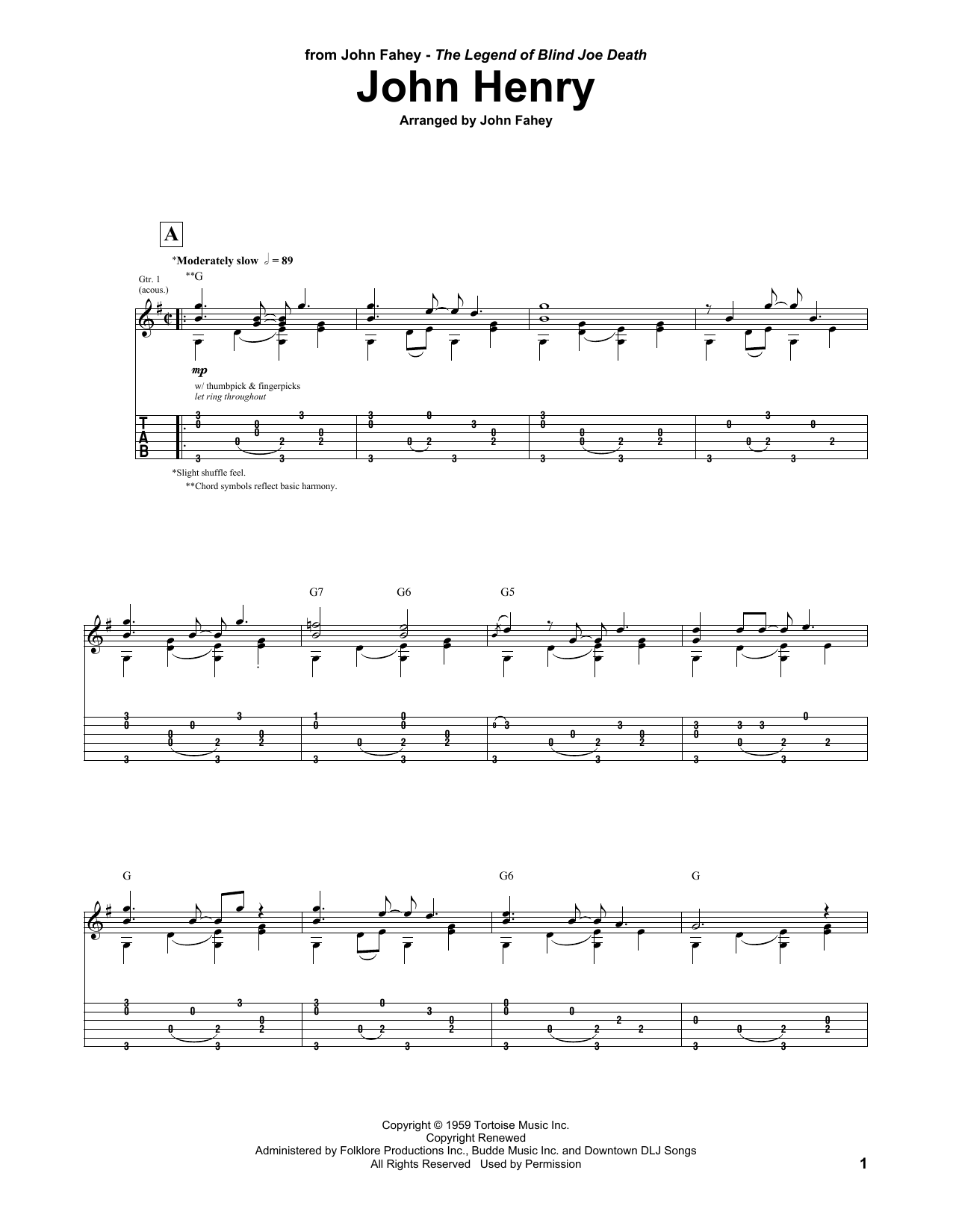 John Fahey John Henry Sheet Music Notes & Chords for Guitar Tab - Download or Print PDF John Fahey John Henry Sheet Music Notes & Chords for Guitar Tab - Download or Print PDF