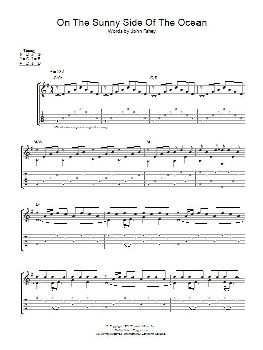 John Fahey On The Sunny Side Of The Ocean Sheet Music Notes & Chords for Guitar Tab - Download or Print PDF