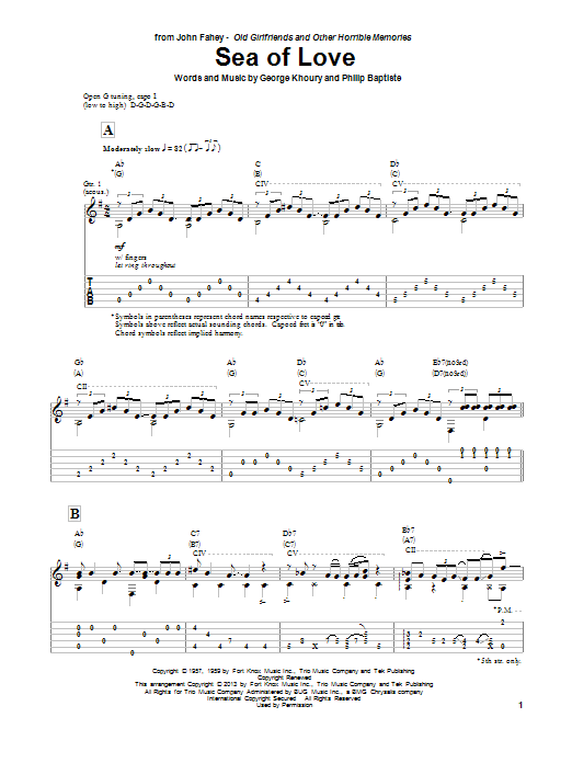 John Fahey Sea Of Love Sheet Music Notes & Chords for Guitar Tab - Download or Print PDF
