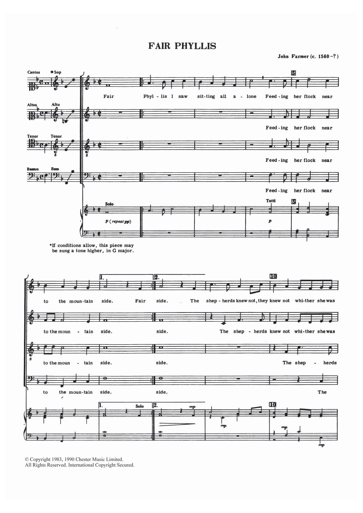 John Farmer Fair Phyllis Sheet Music Notes & Chords for Choir - Download or Print PDF