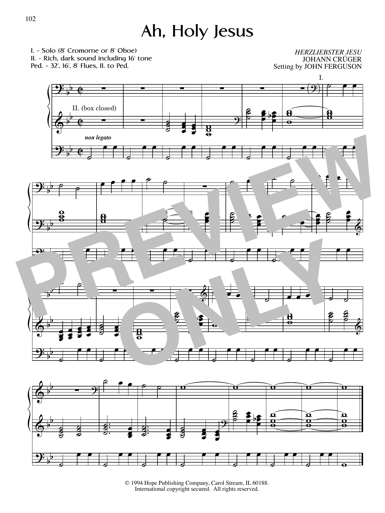 JOHN FERGUSON Ah, Holy Jesus Sheet Music Notes & Chords for Organ - Download or Print PDF