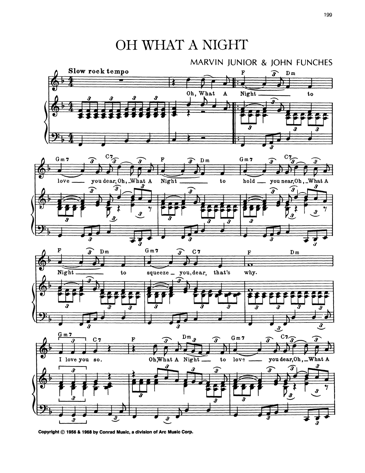 John Funches Oh, What A Night Sheet Music Notes & Chords for Piano, Vocal & Guitar Chords (Right-Hand Melody) - Download or Print PDF