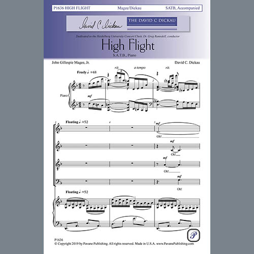 John Gillespie Magee, Jr. and David C. Dickau, High Flight, SATB Choir