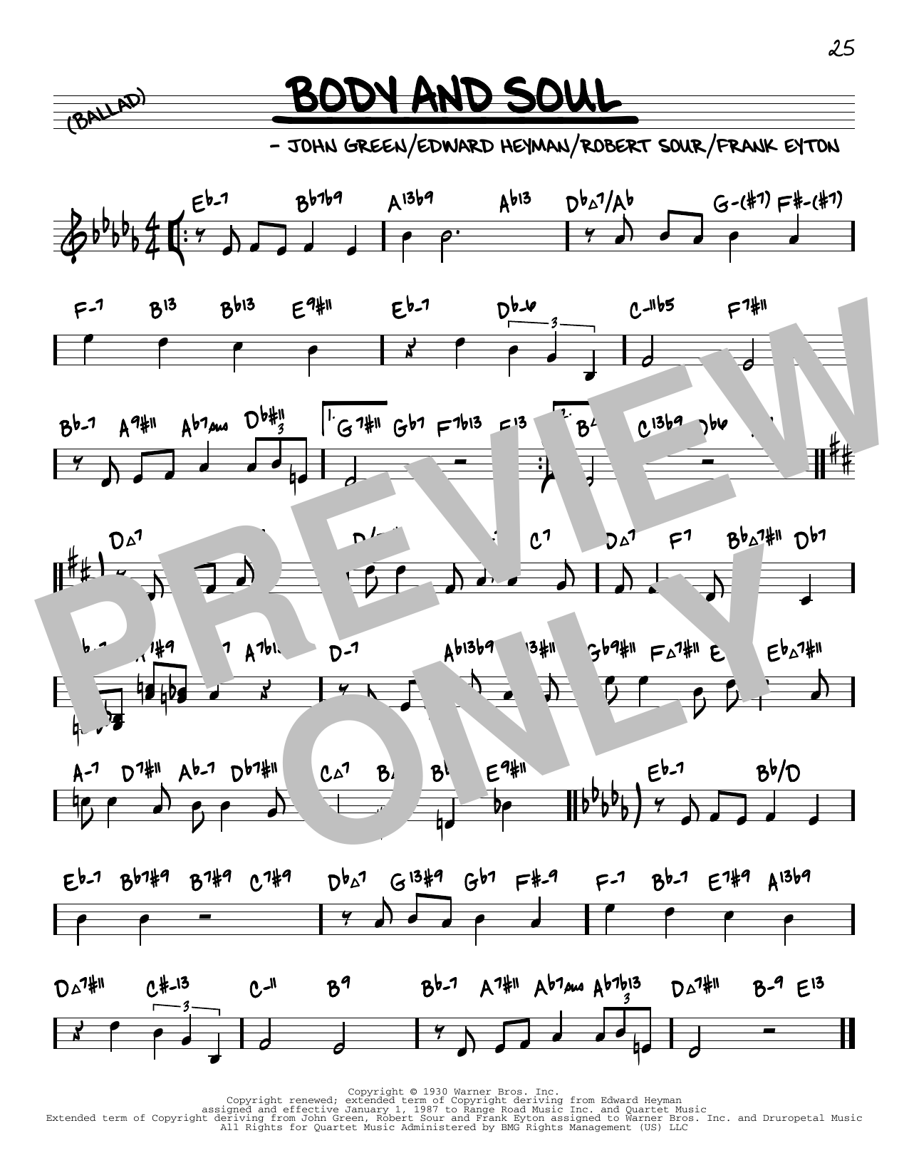 John Green Body And Soul (arr. David Hazeltine) Sheet Music Notes & Chords for Real Book – Enhanced Chords - Download or Print PDF