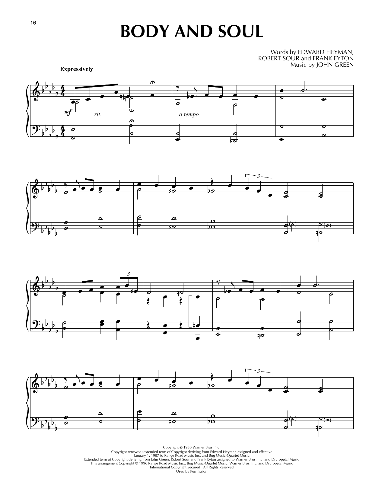 John Green Body And Soul (arr. Jack Reilly) Sheet Music Notes & Chords for Piano Solo - Download or Print PDF