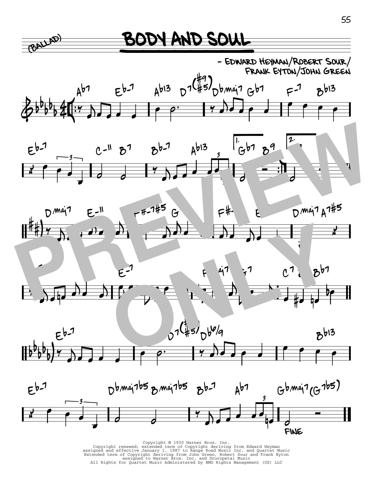 John Green Body And Soul [Reharmonized version] (arr. Jack Grassel) Sheet Music Notes & Chords for Real Book – Melody & Chords - Download or Print PDF