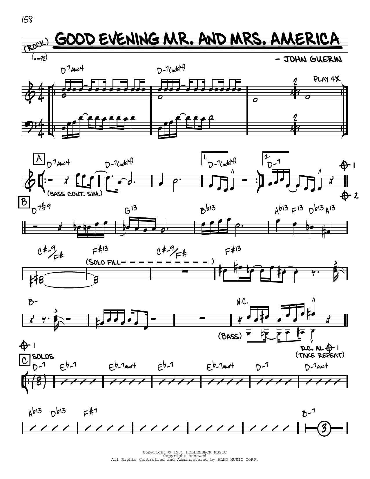 John Guerin Good Evening Mr. And Mrs. America [Reharmonized version] (arr. Jack Grassel) Sheet Music Notes & Chords for Real Book – Melody & Chords - Download or Print PDF